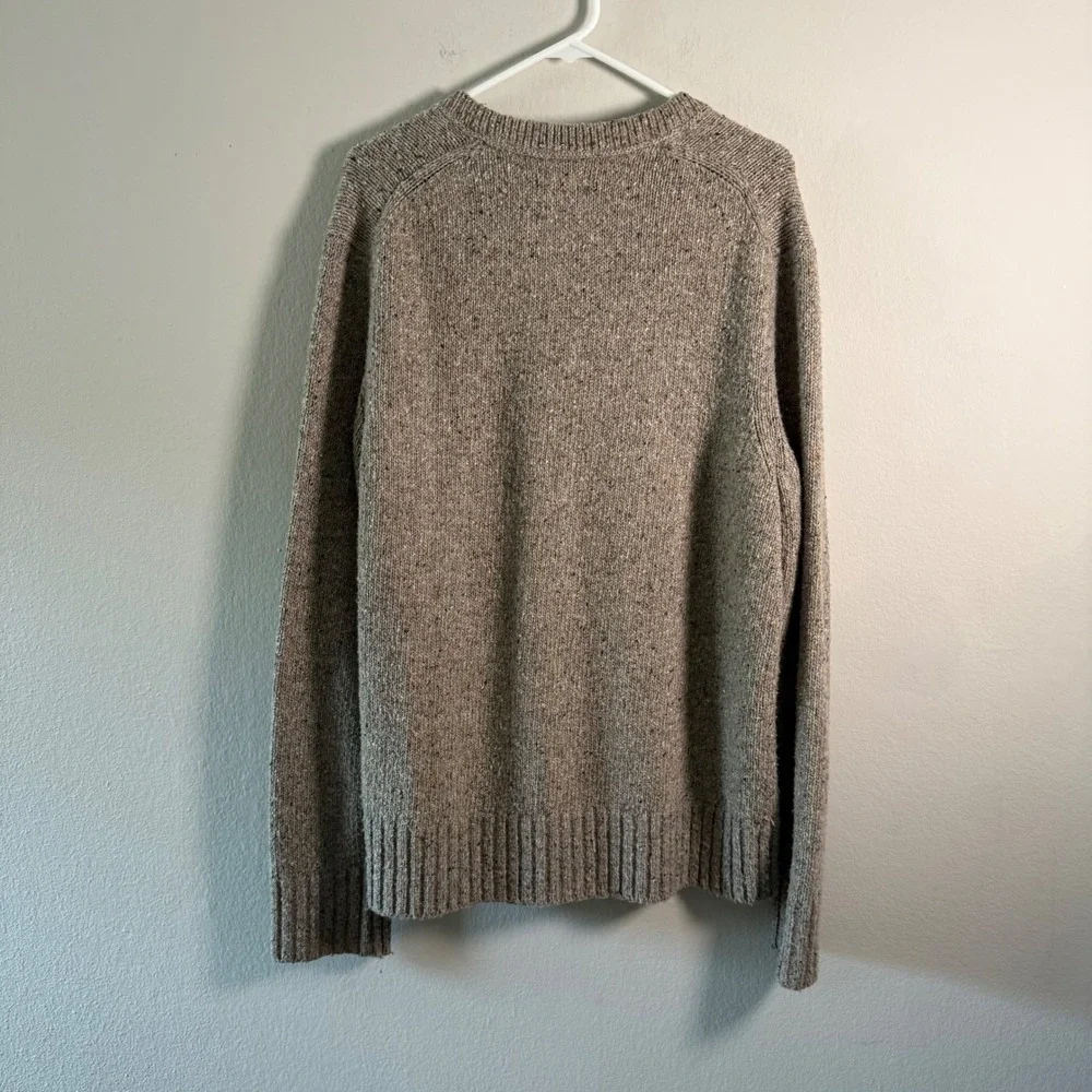 Banana Republic Mens XL Lambswool Blend V-Neck Donegal Fleck Sweater Taupe Brown